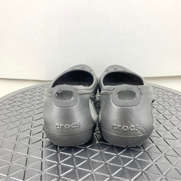 Crocs Women Size 7 Sandals Black Rubber Ballet Flats Shoes Slip On Kadee - Picture 6 of 8